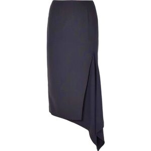 MONSE Navy Asymmetric Wool-Blend Gabardine Skirt US6 NWT